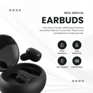 White and Black Simple Modern Earbuds Amazon Product Image